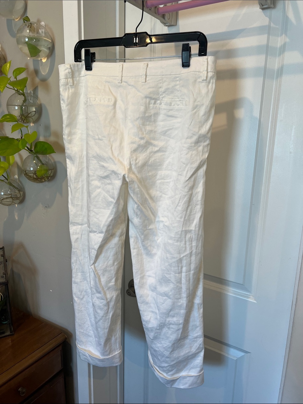 Re-Hash White Linen-Blend Women’s Chinos - Straight Fit - Picture 3 of 9